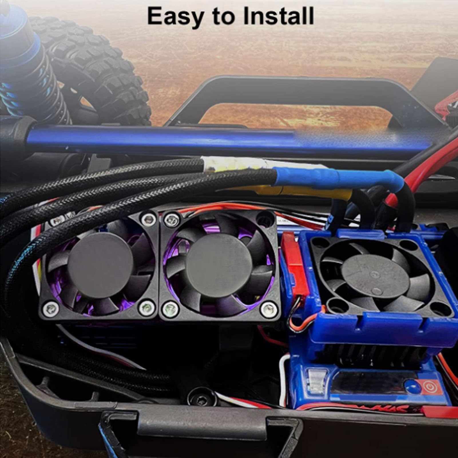 Topyond RC 5V Heat Sink Fan Set for Slash 4x4 VXL RC Car, Efficient Motor Cooling, Waterproof, Aluminum Alloy Build Rc Motor Fan for Remote Control Car Enthusiasts (Purple)