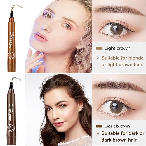 Miniatura 5 de AWCCXMYM 3 lápices de cejas marrón oscuro  Pluma de cejas Microblading impermeable, larga duración, crea fácilmente maquillaje natural de cejas