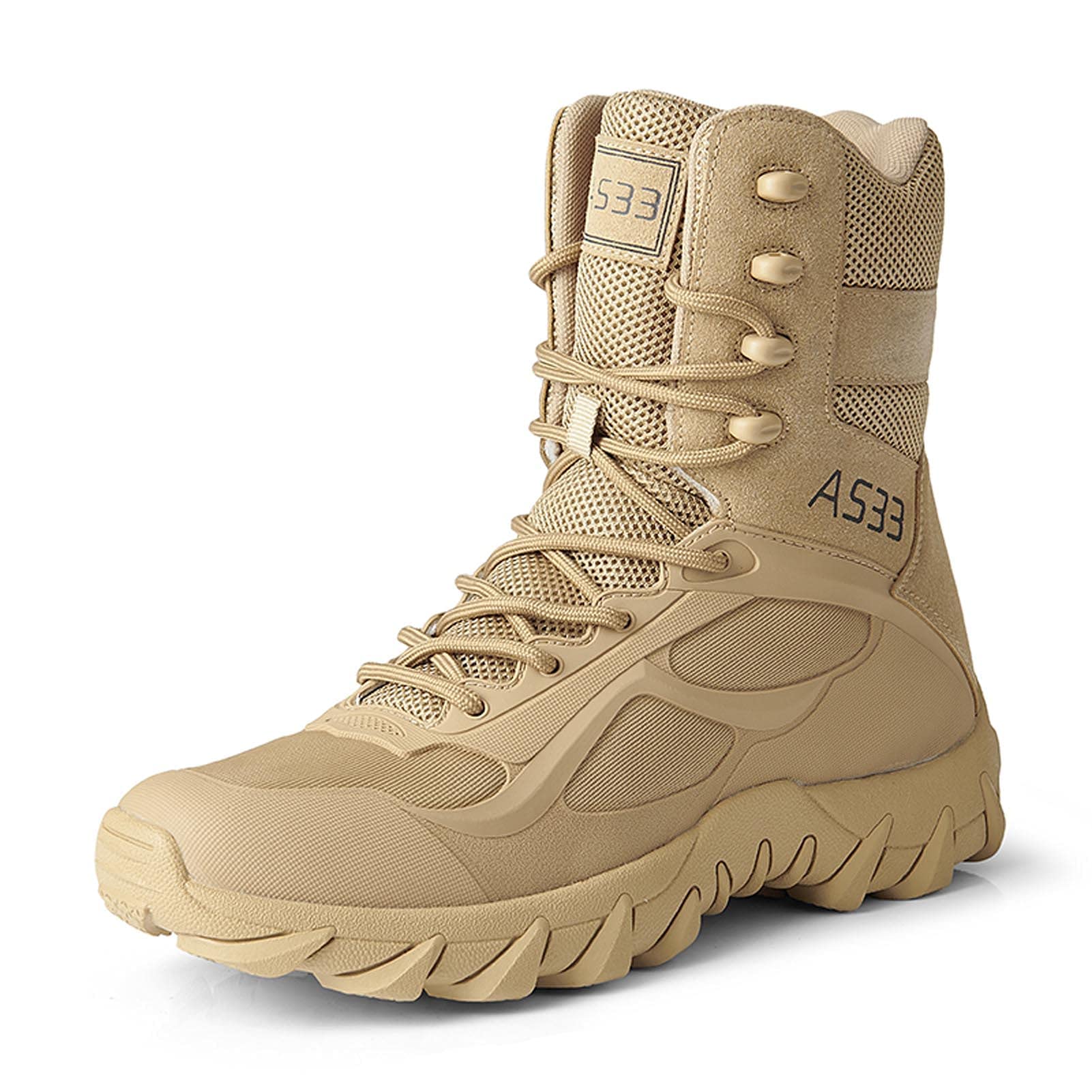 BLBK Botas militares para hombre Desierto Ejército Combat Patrulla Táctica Botas de uso con Cremallera Cuero Jungle Army Botas ​​Senderismo Montañismo Offroad Pesca Caza
