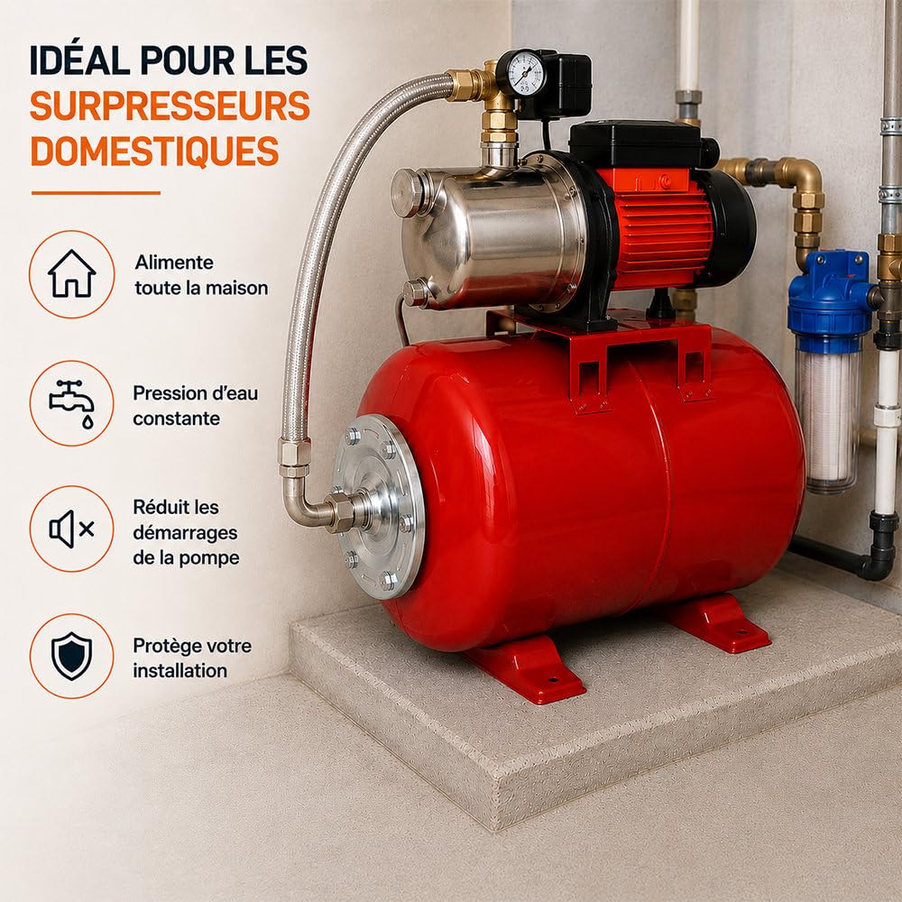Réservoir Pression à vessie Horizontal - 24 litres