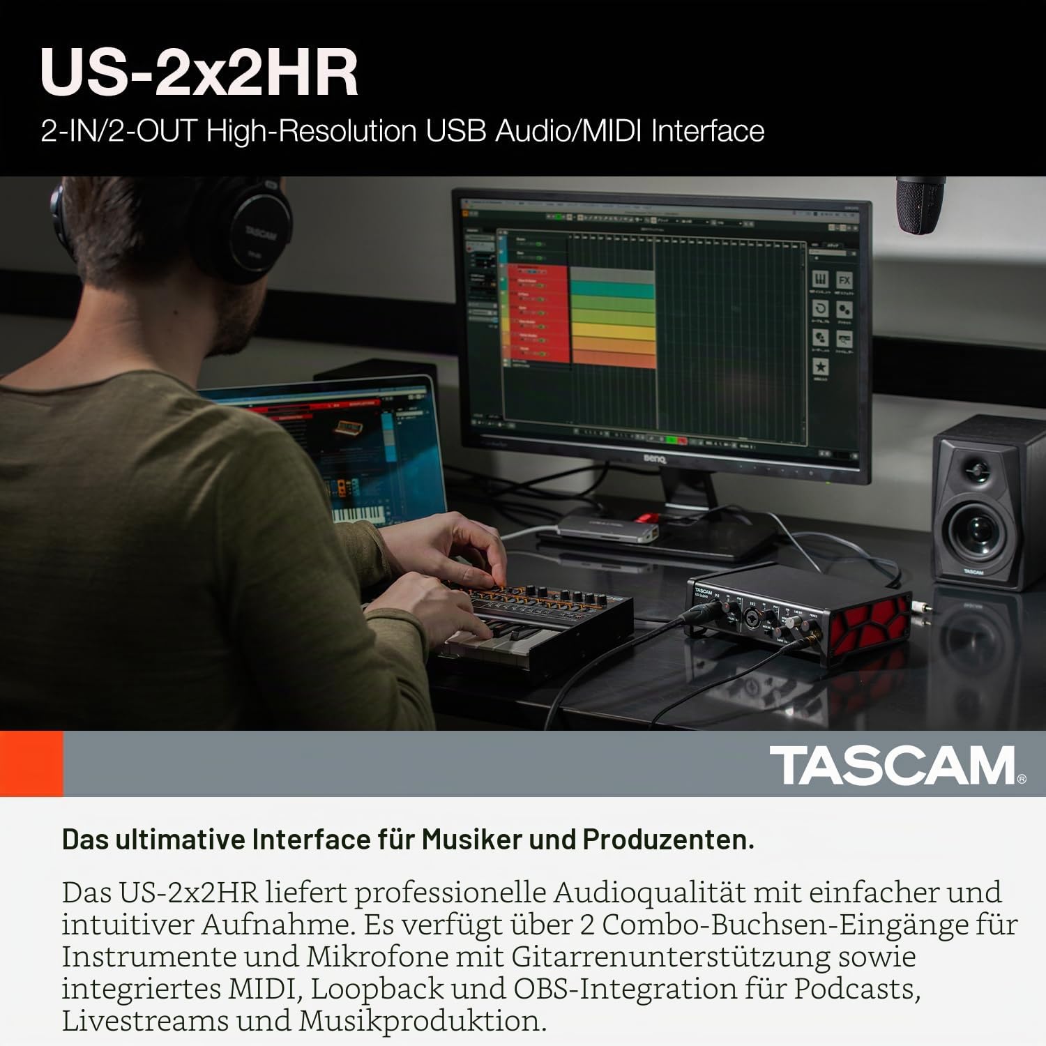 Tascam US-2X2HR USB-Audio-/MIDI-Interface (2 Eingänge, 2 Ausgänge)