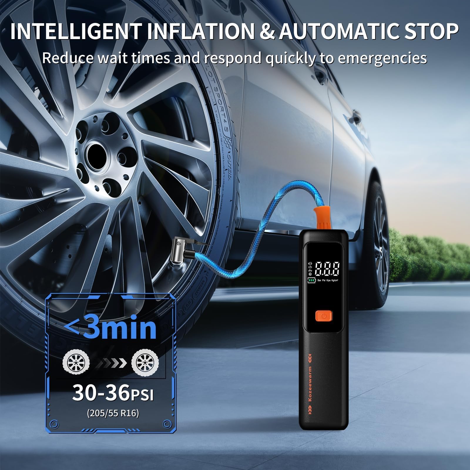 Flat Tire Repair Kit - Air Compressor Included -2