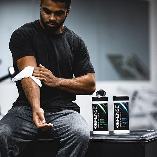 Miniatura 6 de Defense Soap Toallitas corporales de menta natural, paquete de 2 unidades con aceite de árbol de té, para lucha, combate, campamento, gimnasio,