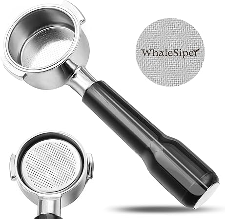 51mm Bottomless Portafilter & Puck Screen, 2 Ears Stainless Steel Head, Only Compatible with De'Longhi ECP3420, EC155, BCO430, EC260, and ECP3120, Includes 304 Stainless Steel Filter Basket