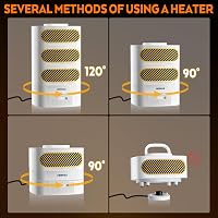 MEISHILE 1350W Elektromos Fűtőventillátor Távirányítóval, 120° Lengő, Csendes Hőlégfúvó Időzítővel 2