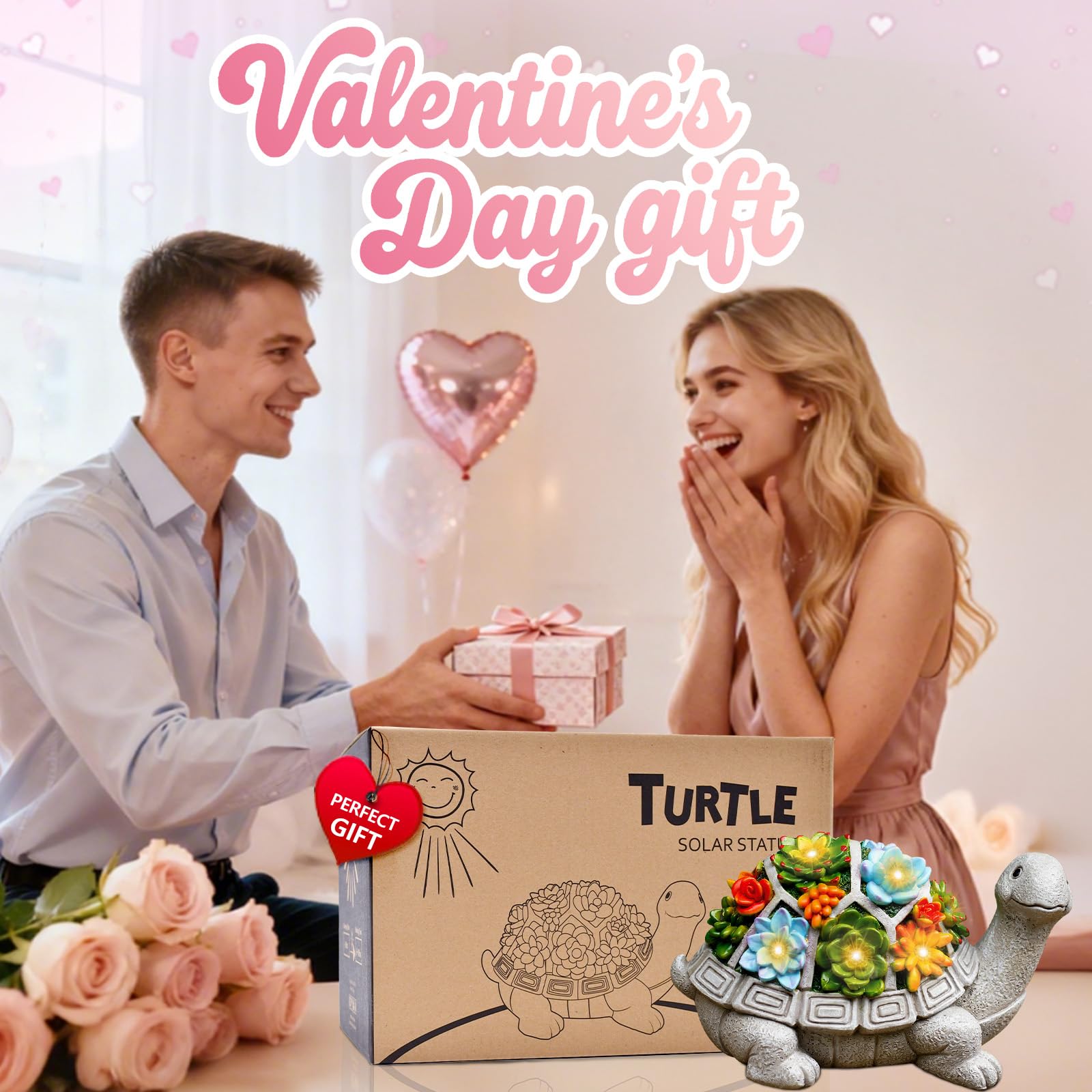 Nacome Solar Garden Outdoor Statues Turtle with Succulent and 7 LED Lights - Outdoor Lawn Decor Garden Tortoise Statue for Patio, Balcony, Yard, Lawn Ornament - Unique Housewarming Gifts