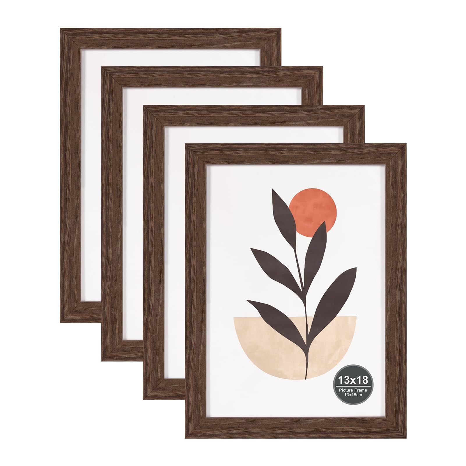 13x18 Picture Frame, Brown Wood Photo Frames, Set of 4