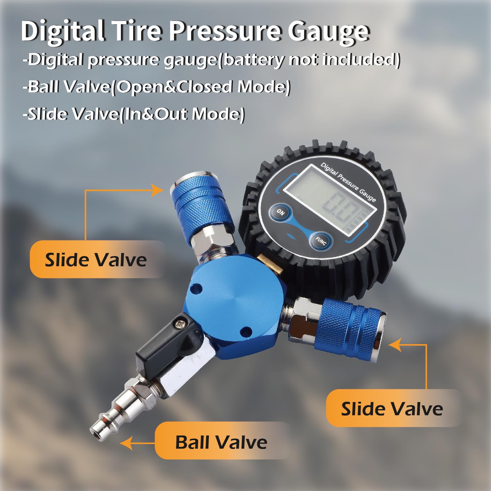 4 tire Inflation System,4 tire Inflation deflation System，4 Way tire inflator with Closed Flow Air Chuck Digital tire Pressure Gauge Compatible with HPA Tanks and Compressors