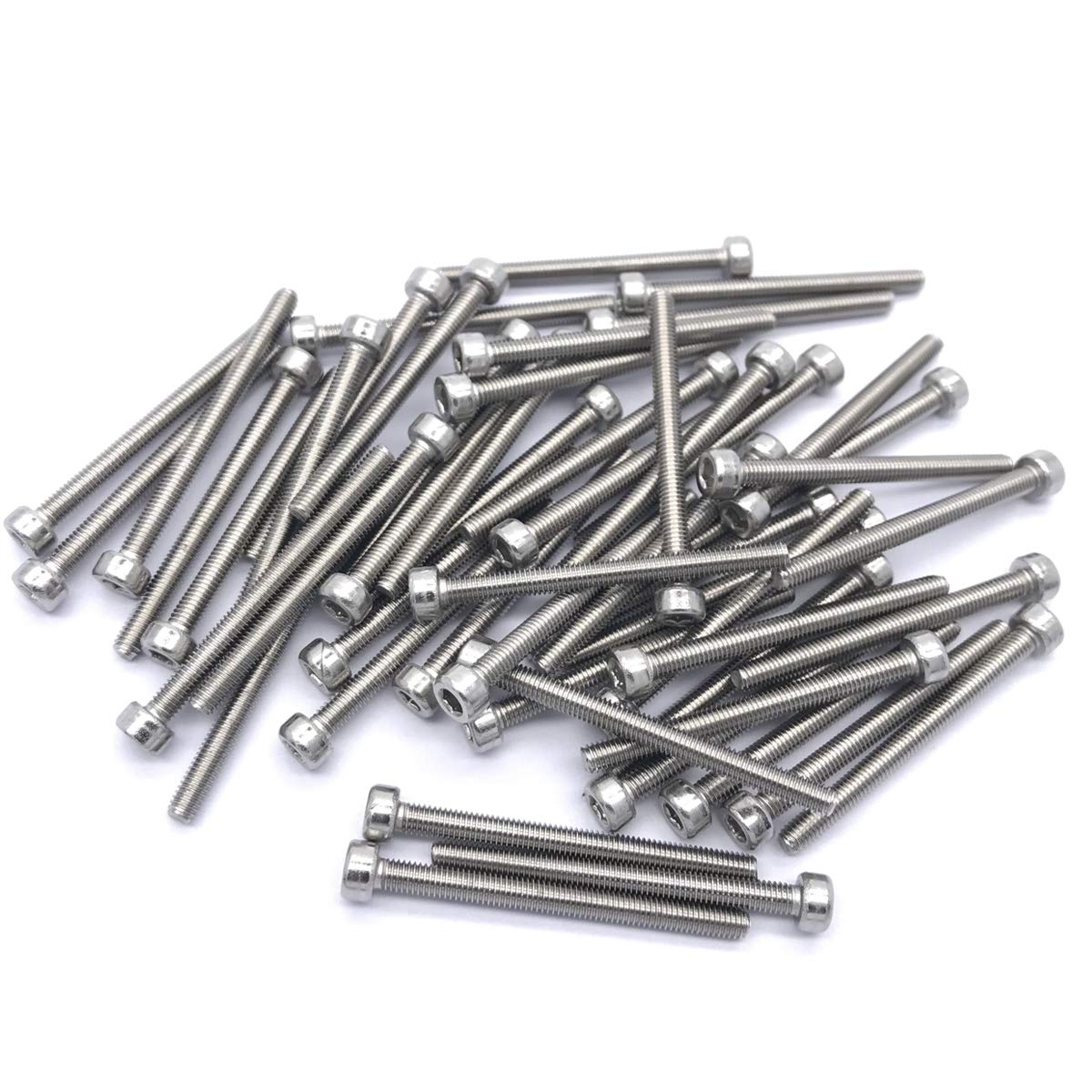 ZLYY M3 x 35MM Hexagon Socket Head Cap Screws, Full Thread,Bright Surface,Stainless Steel,Hexagon Socket Head Cap Bolts (Metric, 50Pcs, M3X35mm,