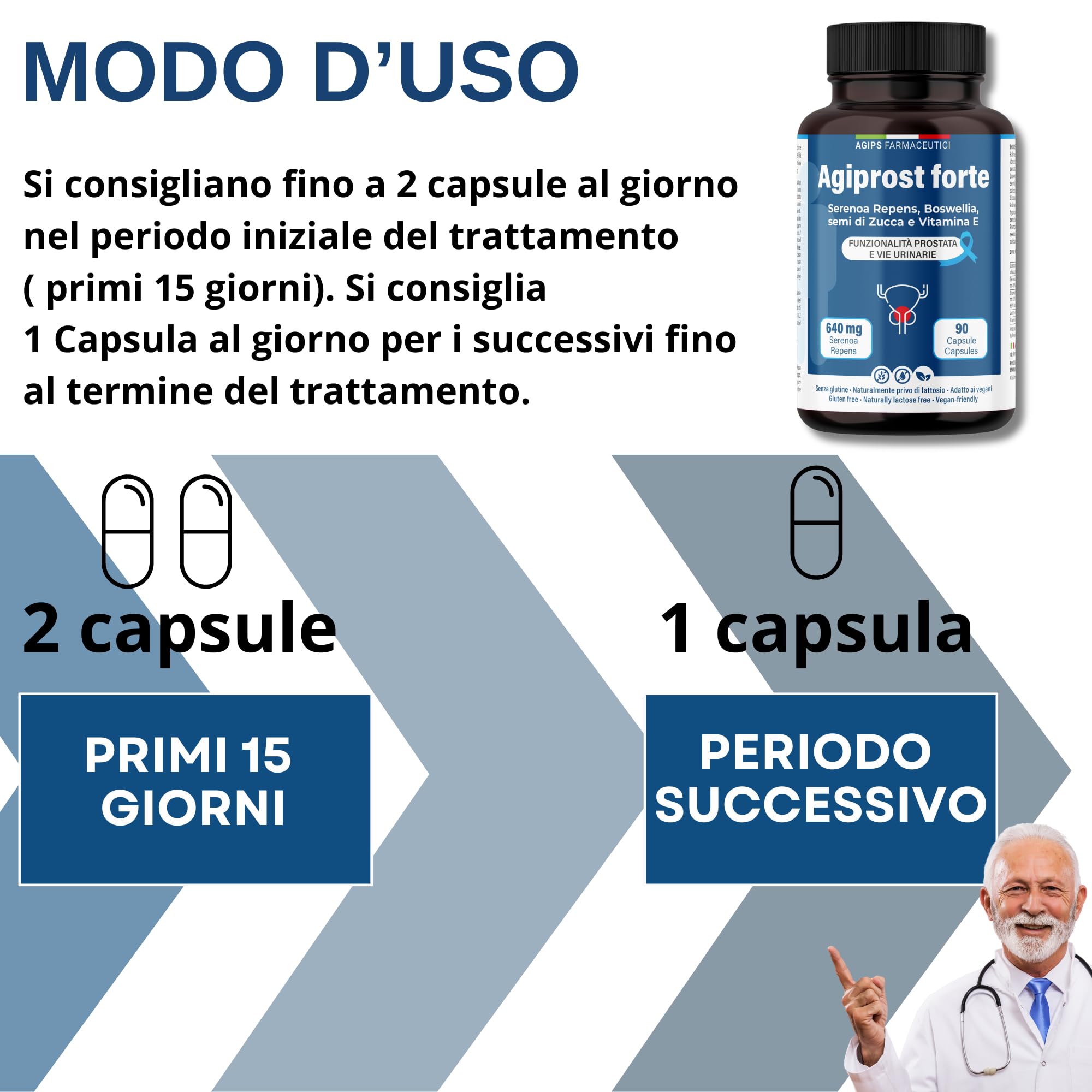 Integratore prostata 640mg SERENOA REPENS | Saw Palmetto Integratore per la Prostata e vie urinarie con Estratto di Zucca e Vitamina E 90 Capsule AGIPROST
