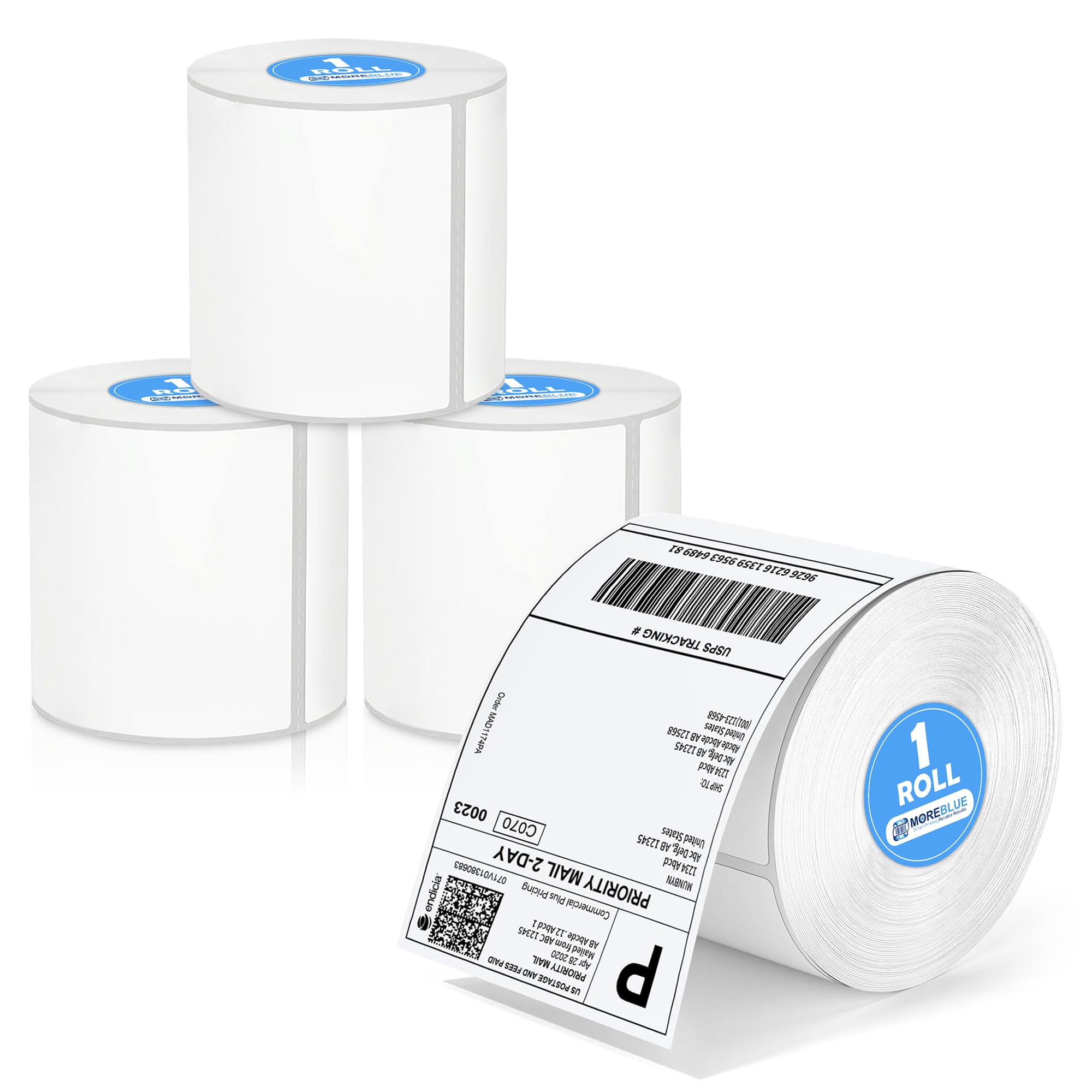 MOREBLUE® 4x6 Thermal Label Roll, 1600 Self-Adhesive Shipping Labels, Strong Sticky Smudge-Free & Jam-Free Thermal Printer Labels for Ecommerce & Courier Shipping Sticker