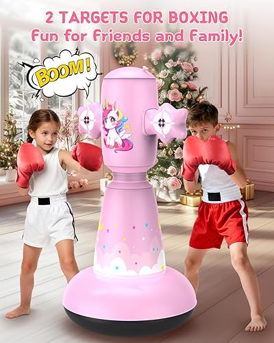 Miniatura 8 de 67 Inch Inflatable Punching Bag for Kids 3-12, Standing Boxing Set for Karate & Taekwondo Training, Stable Boxing Bag Active Toy for Boys & Girls,