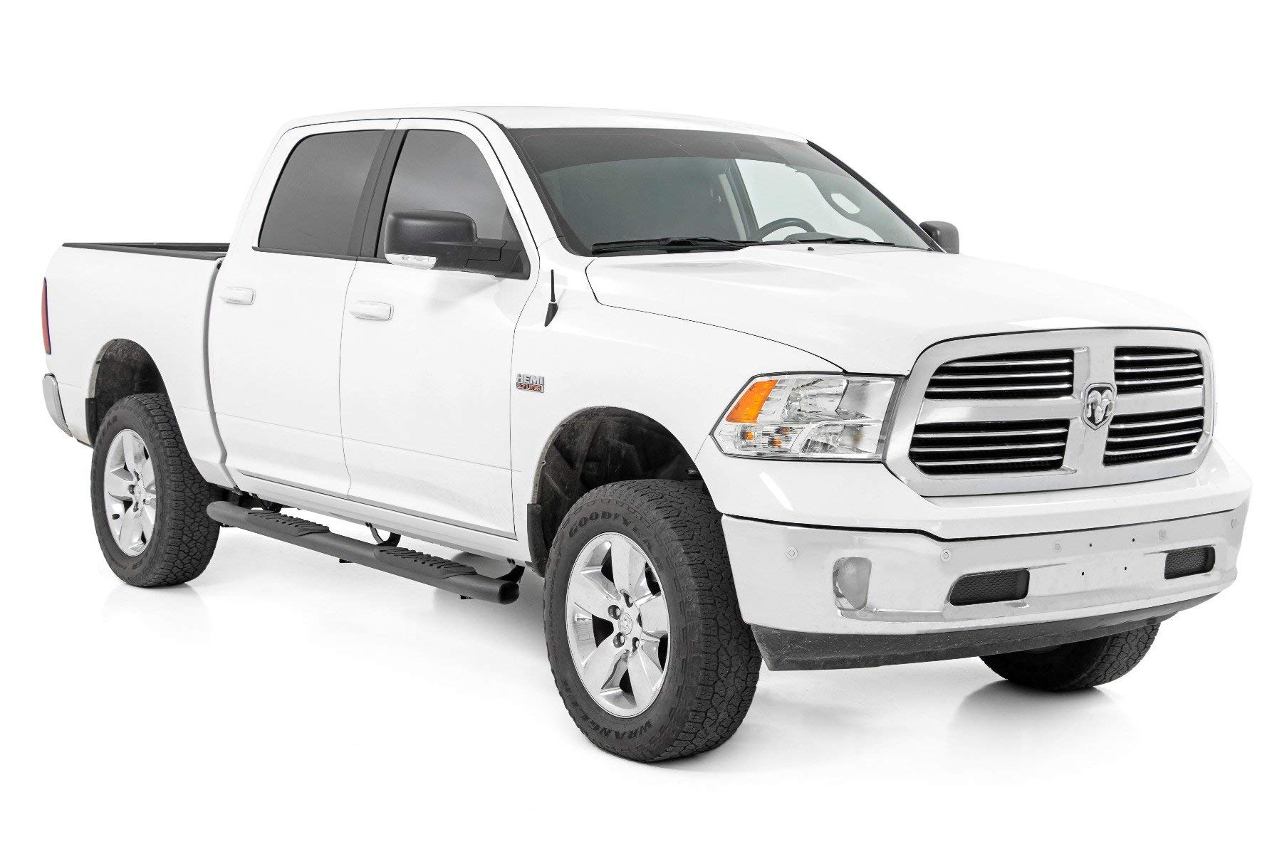 Rough Country Oval Nerf Steps for Ram 1500/2500/3500 (2010-2025) Crew Cab - OEM Style Rails with Built-in Side Steps