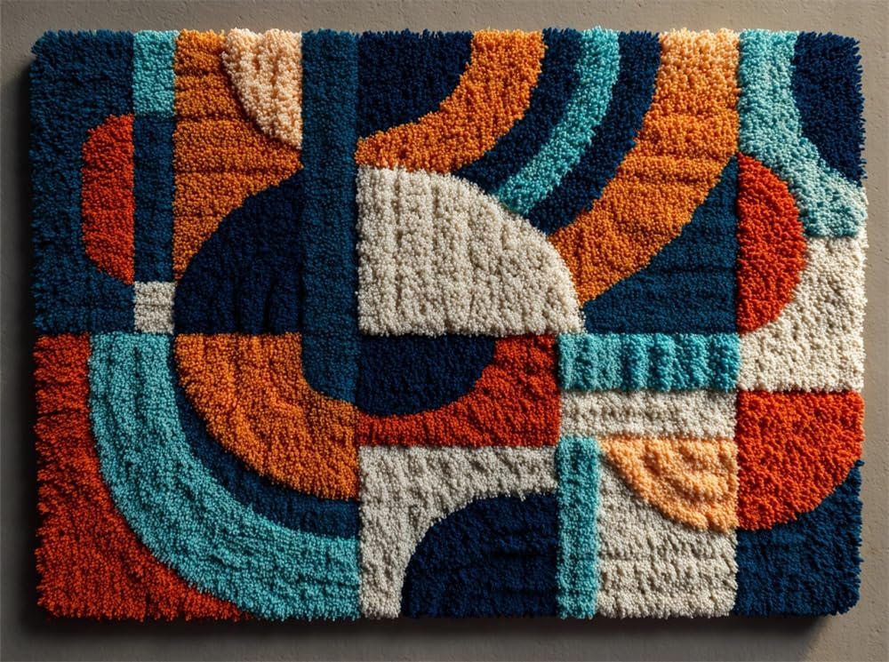 FWRTYCB Latch Hook Rug Kits,Geometric Pattern 20X15Inch