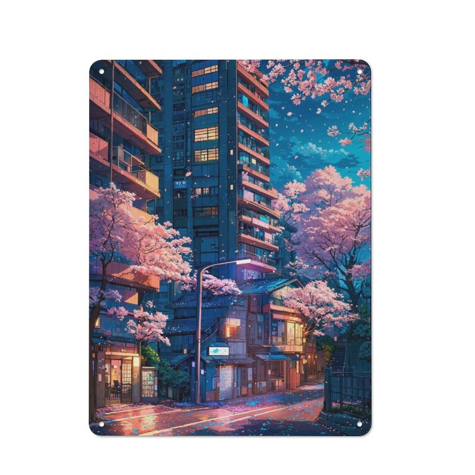 Junmoney Sakura Evenings For Garden Room Or Summerhouse, Vintage Tin Sign 40X30cm, For Display In Garden Rooms And Summerhouses