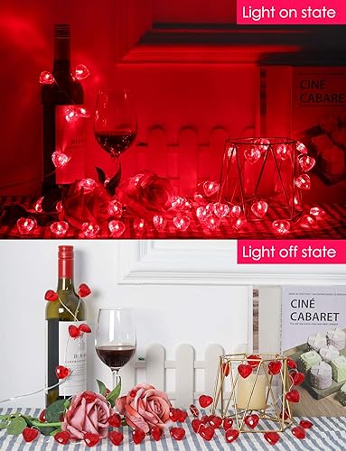 Miniatura 4 de Paquete de 2 decoraciones para el día de San Valentín, total de 100 LED, 8 modos de funcionamiento con pilas, con temporizador, corte de diamante,