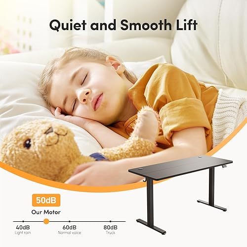 Miniatura 5 de FAMISKY Escritorio eléctrico de pie, escritorio de altura ajustable de 48 x 24 pulgadas, ergonómico para oficina en casa, estación de trabajo para