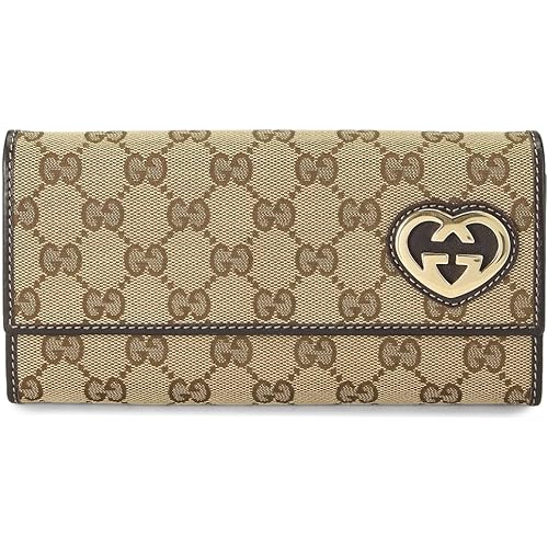 WHAT GOES AROUND COMES AROUND Women's Pre-Loved Gucci Canvas Lovely Heart Continental Wallet, Brown, One Size