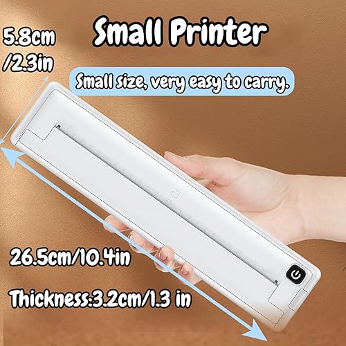 Miniatura 6 de VINGVO Impresora sin tinta, impresora inalámbrica portátil A4 de 200 ppp, impresora térmica Bluetooth móvil de 0.394 inS, impresoras portátiles