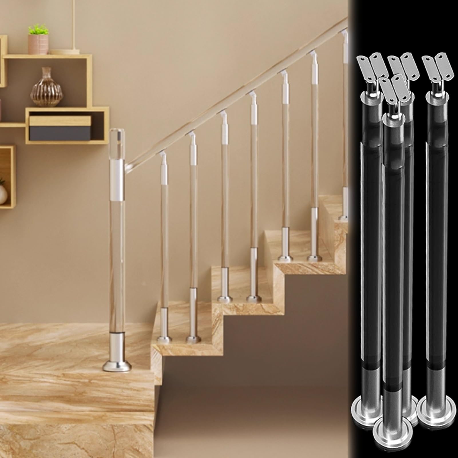 Balustres d'escalier en acrylique pour un couloir moderne et lumineux