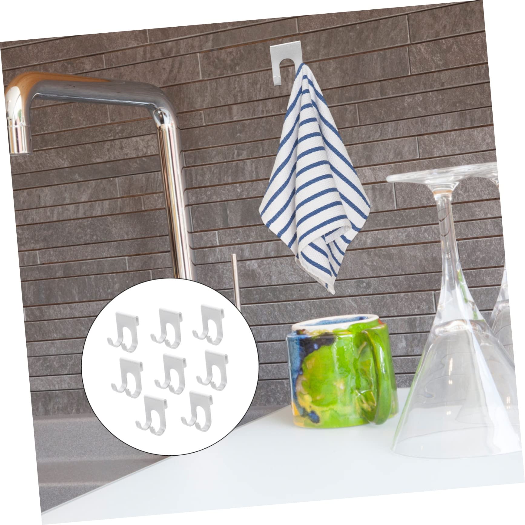 Artibetter 2 Set Di Ganci Adesivi in ​​alluminio Ganci Portaoggetti Resistenti A Doppio o Portaoggetti Da Parete Per Cucina 8 Pezzi * 2