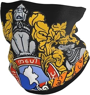 Coat of Arms of Myanmar with Uv Protection Sweat Suitable for Travel Leisure Multifunctional Neck Black