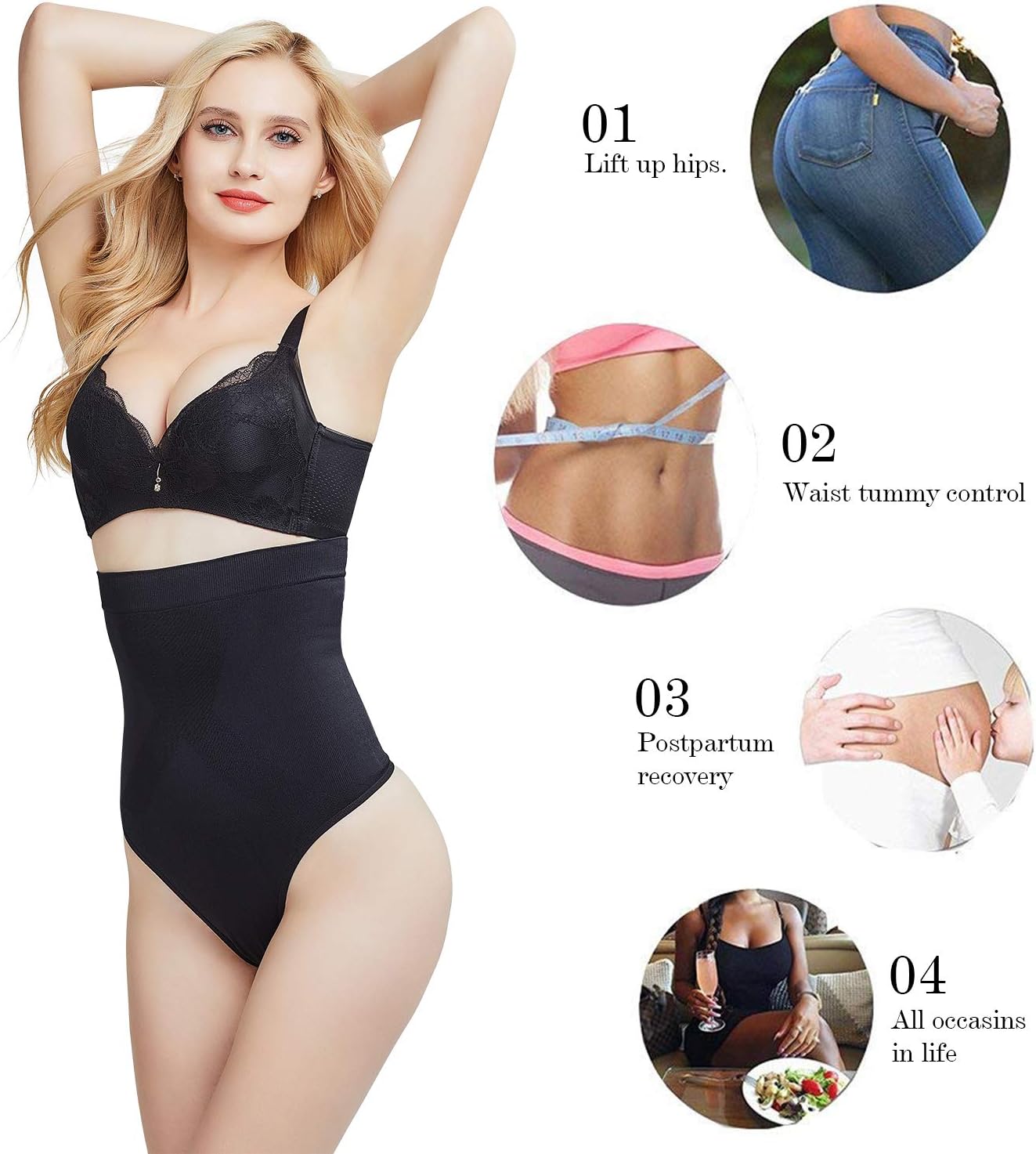 DREAM SLIM Women's High-Waist Body Shaper Briefs Tummy Control Panty Thong Shapewear For Women - Image 3