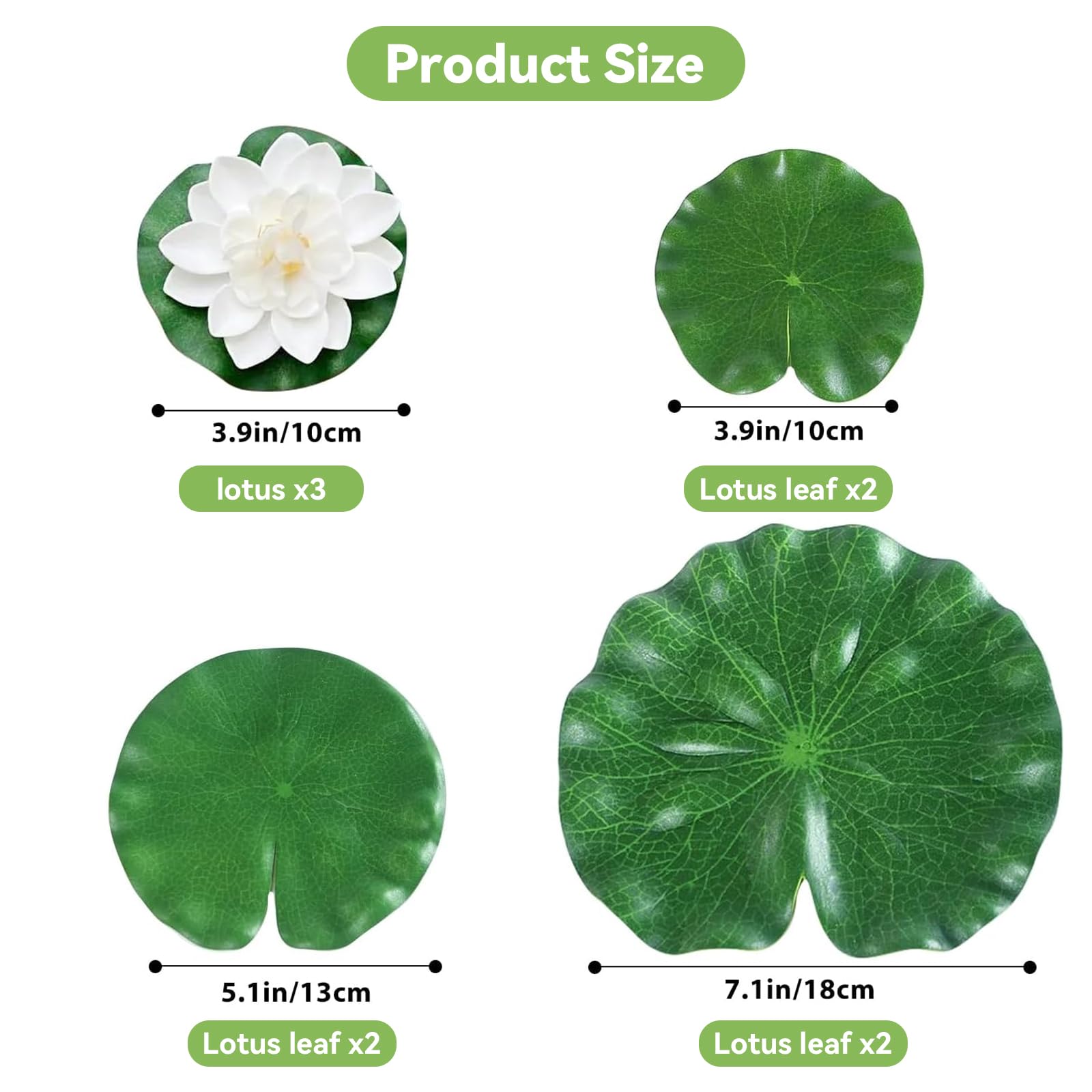 9 Piezas Flores Flotantes, Flores Artificiales Flotantes, Flor de Loto Artificial, Nenúfares Artificiales de Plástico Eva, para Patio Jardín Estanque Escenario