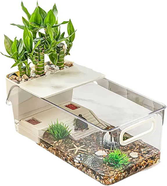 Xowwyue Turtle Terrarium Tank with Solar Stage for Reptiles & Amphibians