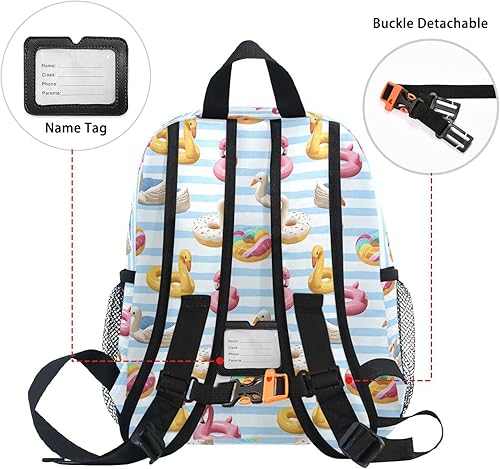 Miniatura 5 de ALAZA Toddler Backpacks for Boys Girls Flamingo Swan Circlen Bule Stripes Kids Backpack with Chest Clip and Name Tag,S
