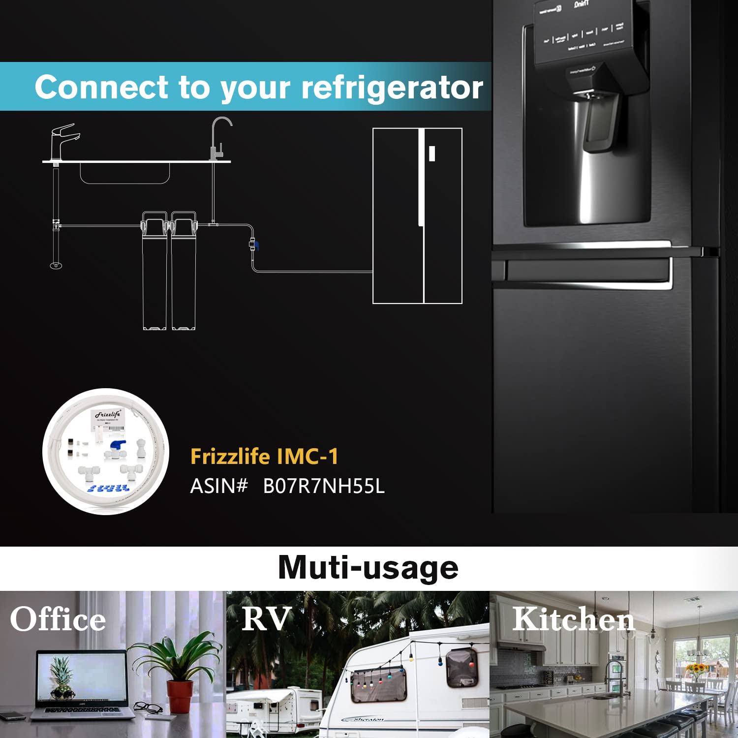 Frizzlife DW15F Under Sink Water Filter, with SED15R and CB15R Replace Filter Include