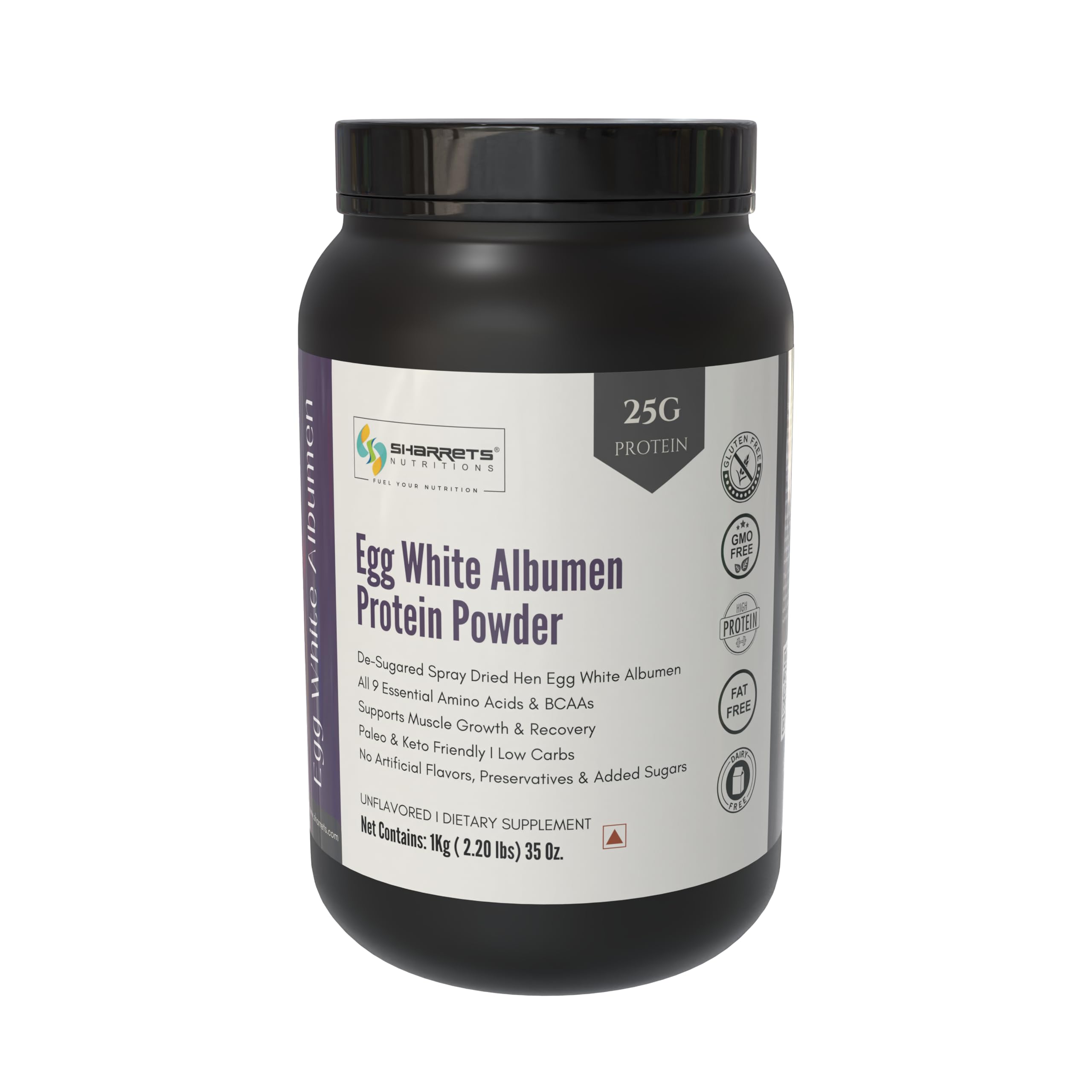 Sharrets Egg White Albumen Protein Powder, 1Kg Unflavored - Ideal for Athletes, Bodybuilders, and Health-Conscious Enthusiasts.