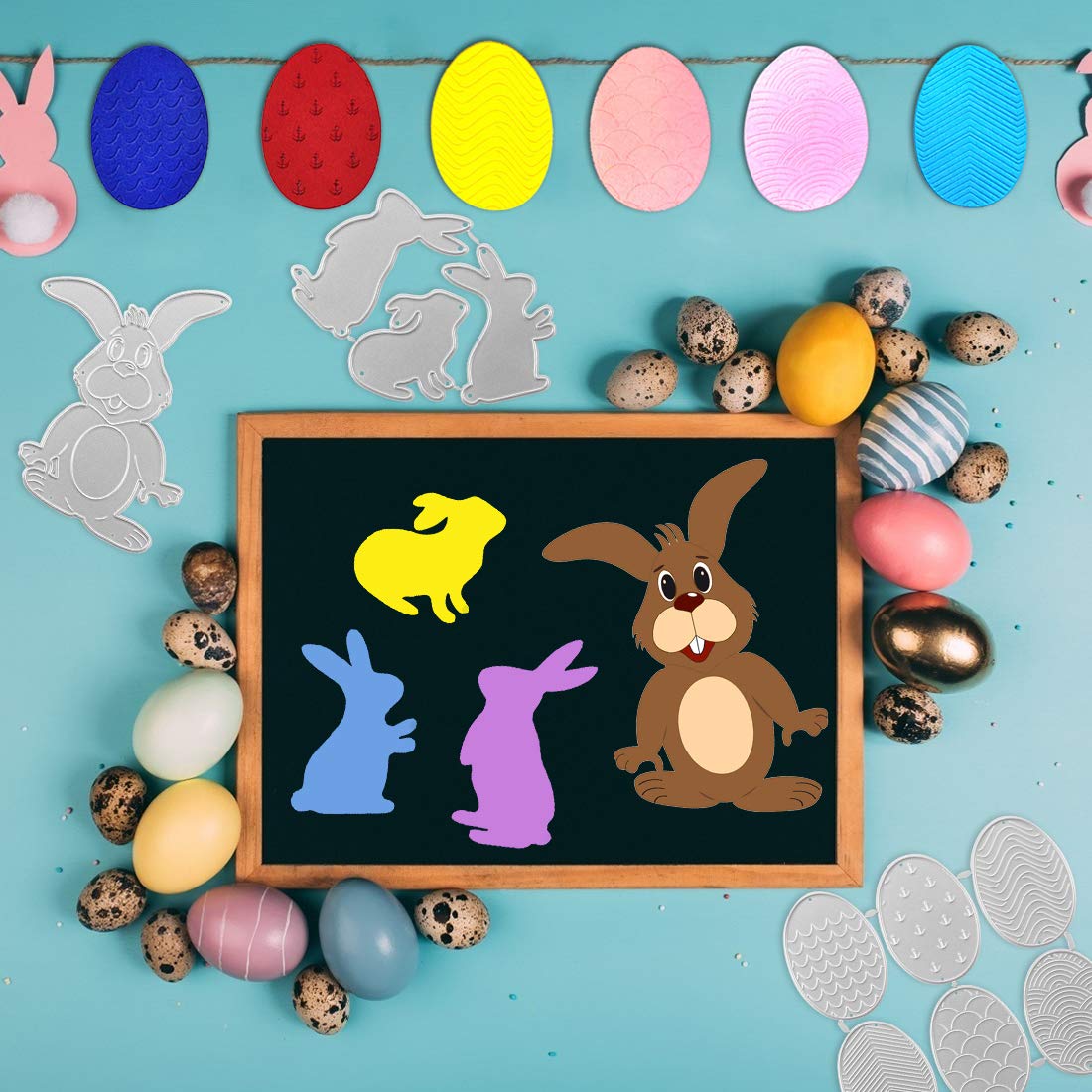 Fustelle Per Pasqua - 3 Pezzi In Metallo Con Conigli E Uova | Per Scrapbooking E Biglietti Fai Da Te - Foto 5