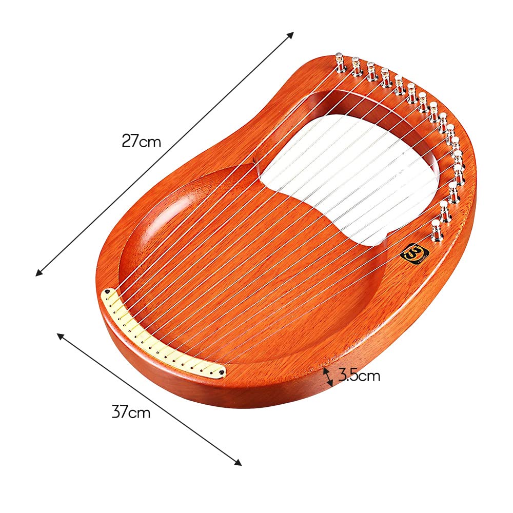 Arpa de lira, 16 cuerdas, cuerda de madera de caoba, instrumento de cuerda de madera maciza con bolsa de transporte, llave de afinación, paño de limpieza, cuerdas WH16