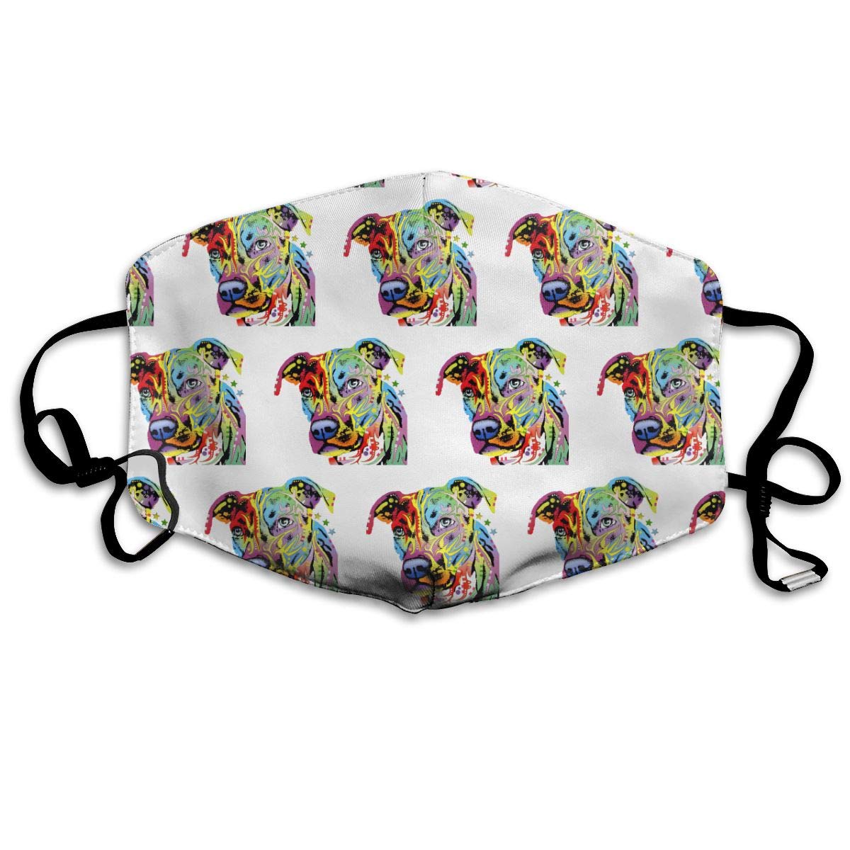 Comfortable Face Mouth Cover for Men Women, Washeable Reusable Anti Dust Face M-A-SKS Cover with Ear Loops, Pitbull Colorful Dog Face