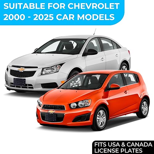 Miniatura 2 de Soporte de placa frontal compatible con Chevrolet 2000-2025, incluye kit de montaje con 6 tornillos y llave, soporte de placa duradero para