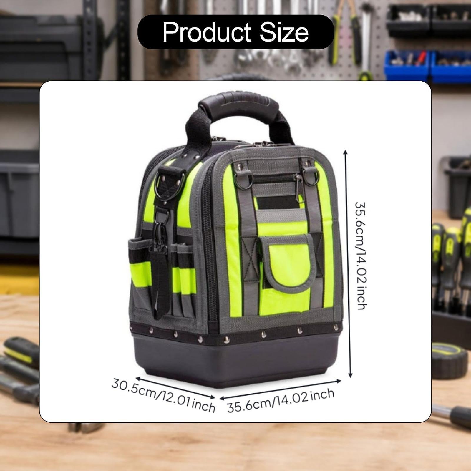 Generic Bolsa de Herramientas Portátil Resistente Al Agua Y Rayones Incluye Cremallera Reforzada Correa para Hombro Y Asa Ergonómica para Fácil Movilidad, Verde