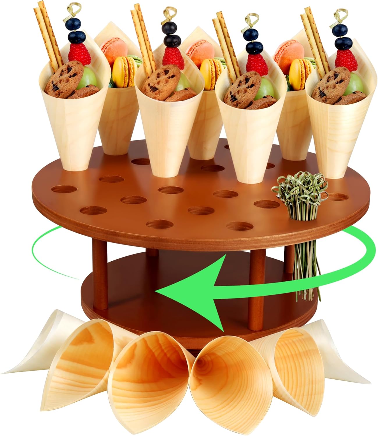 360°Rotating Ice Cream Cone Holder Stand, Charcuterie Cones