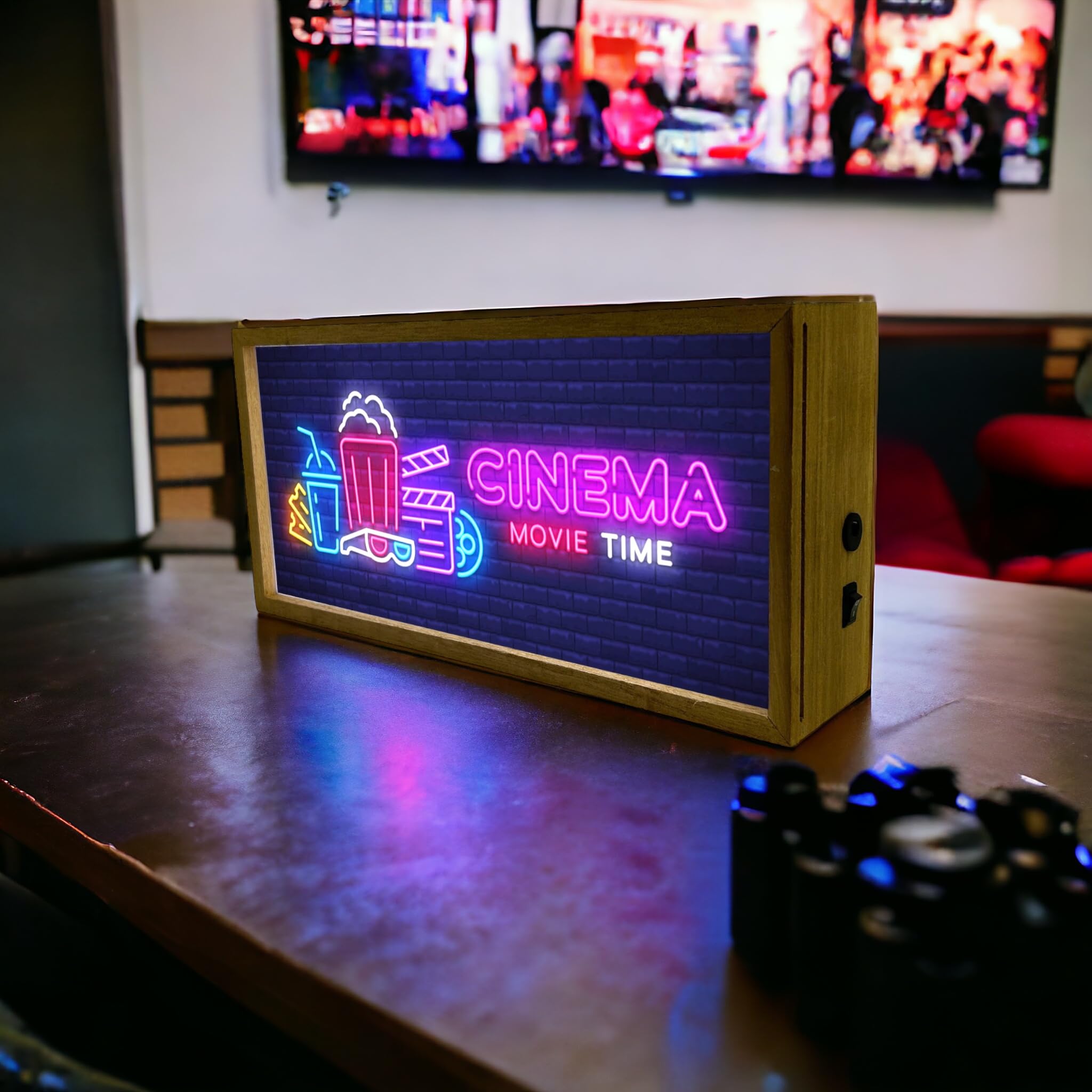 Light Box Home Cinema Movie Time, Brown, 30 cm (W) x 7 cm (L) - Image 3