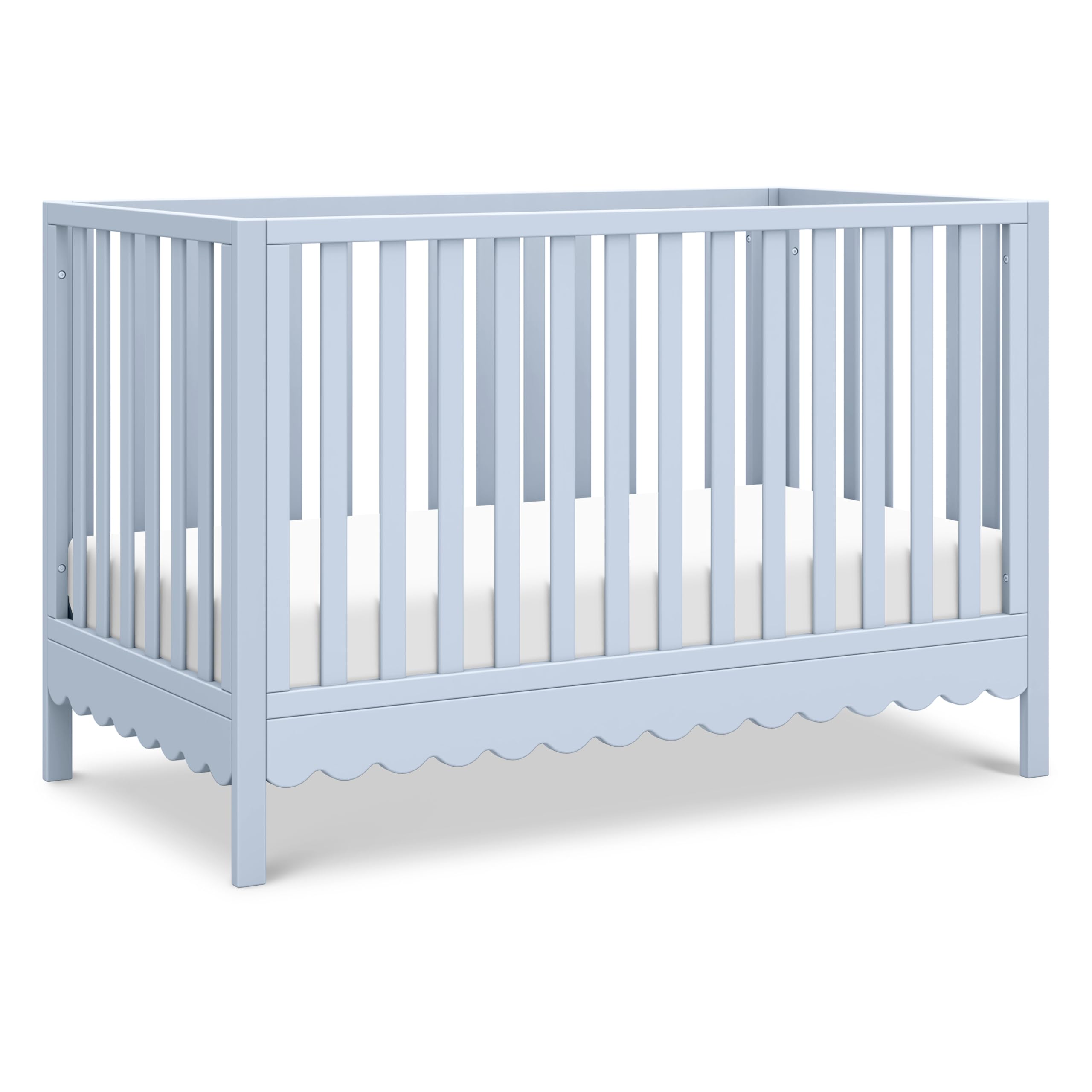 DaVinci Sammy Scallop 4-in-1 Convertible Crib in Powder Blue, GREENGUARD Gold Certified