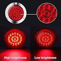 Vista 3 de Kit de 6 luces traseras LED redondas de 4 pulgadas para remolque, 4 rojas + 2 blancas de 4 pulgadas, luces LED redondas para parar, girar, marcha