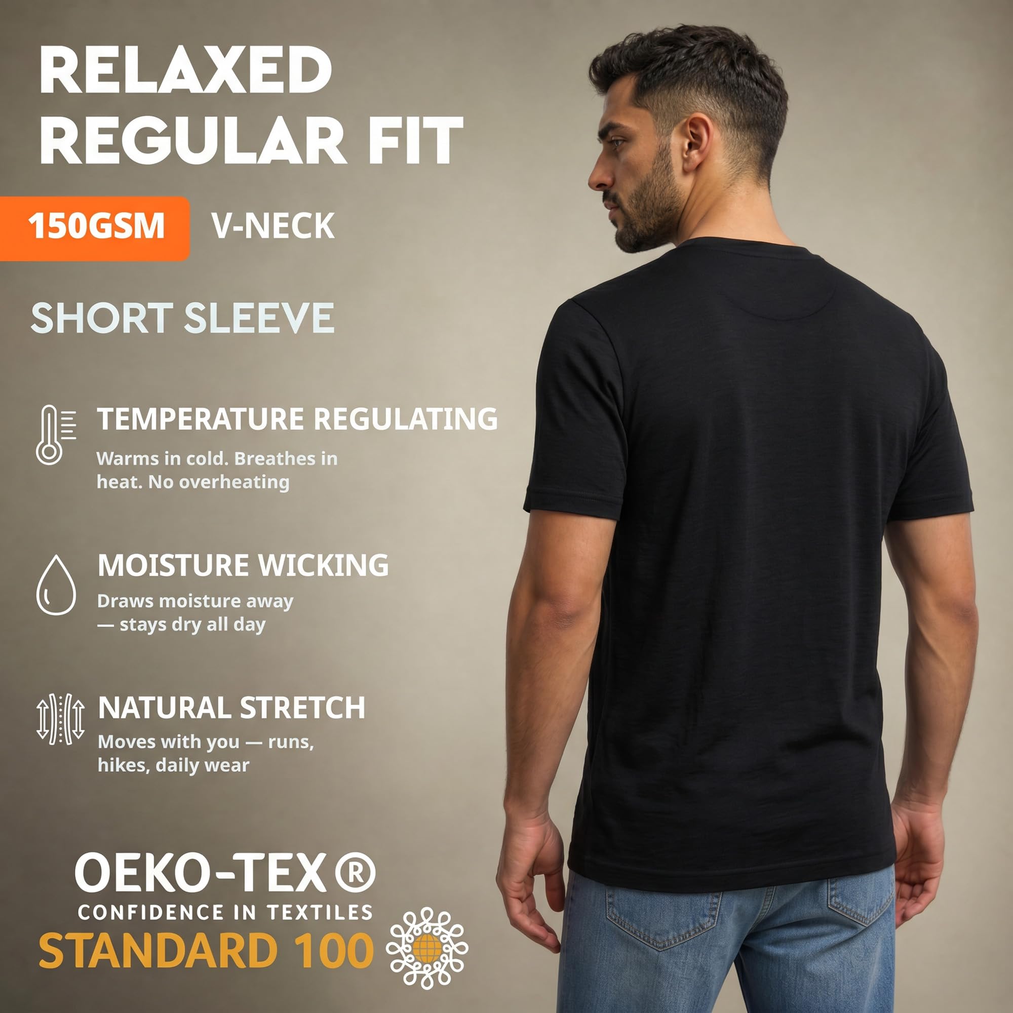 MERINNOVATION Merino T Shirt Herren Everyday Kurzärmeliges T-Shirt Funktionsshirt Atmungsaktiv und Geruchsneutral Merinowolle Base Layer + Merinowolle Socks