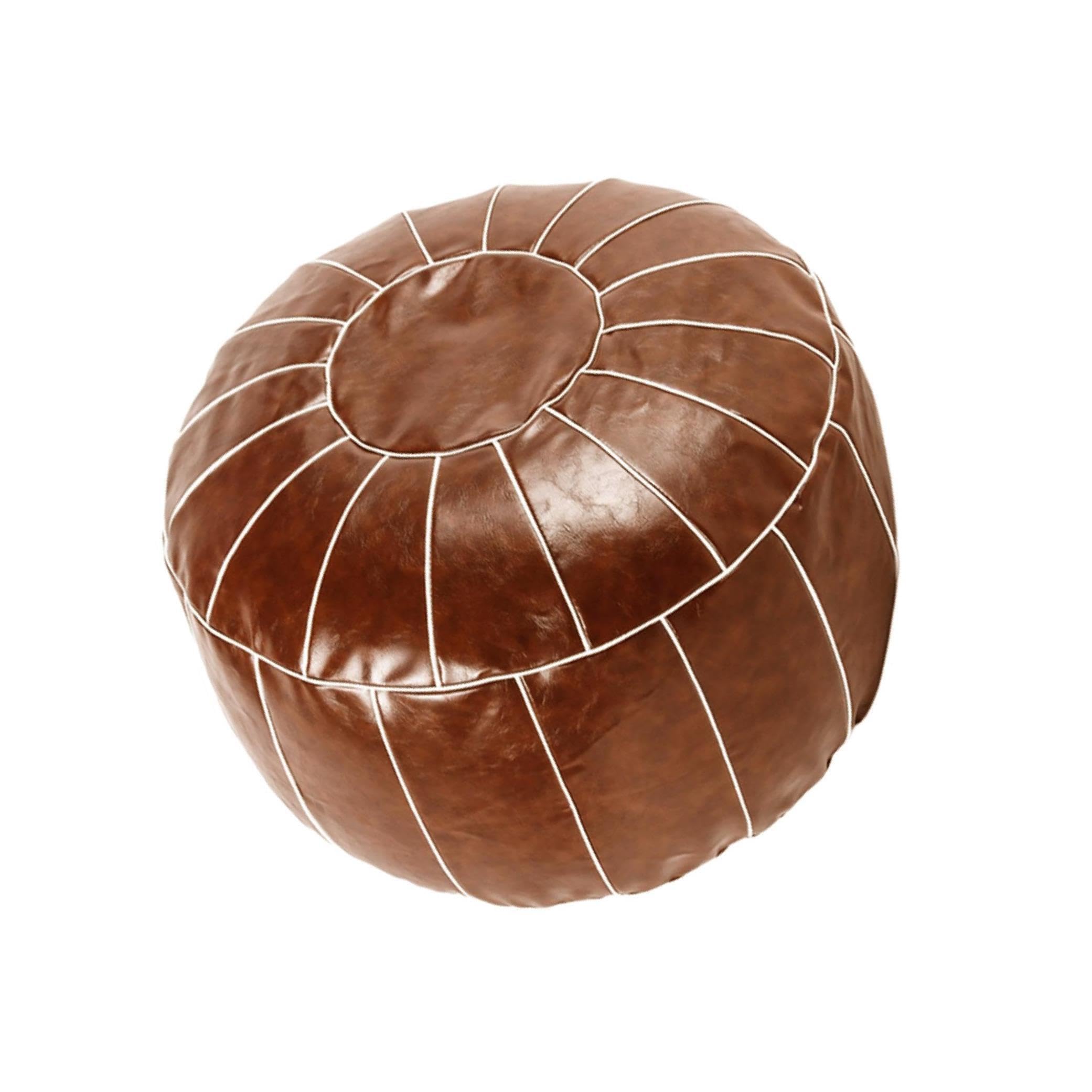 Zambuph Handmade Boho Moroccan Pouf Cover Unfilled Stylish and Unique Ottoman Unstuffed, Dark Brown