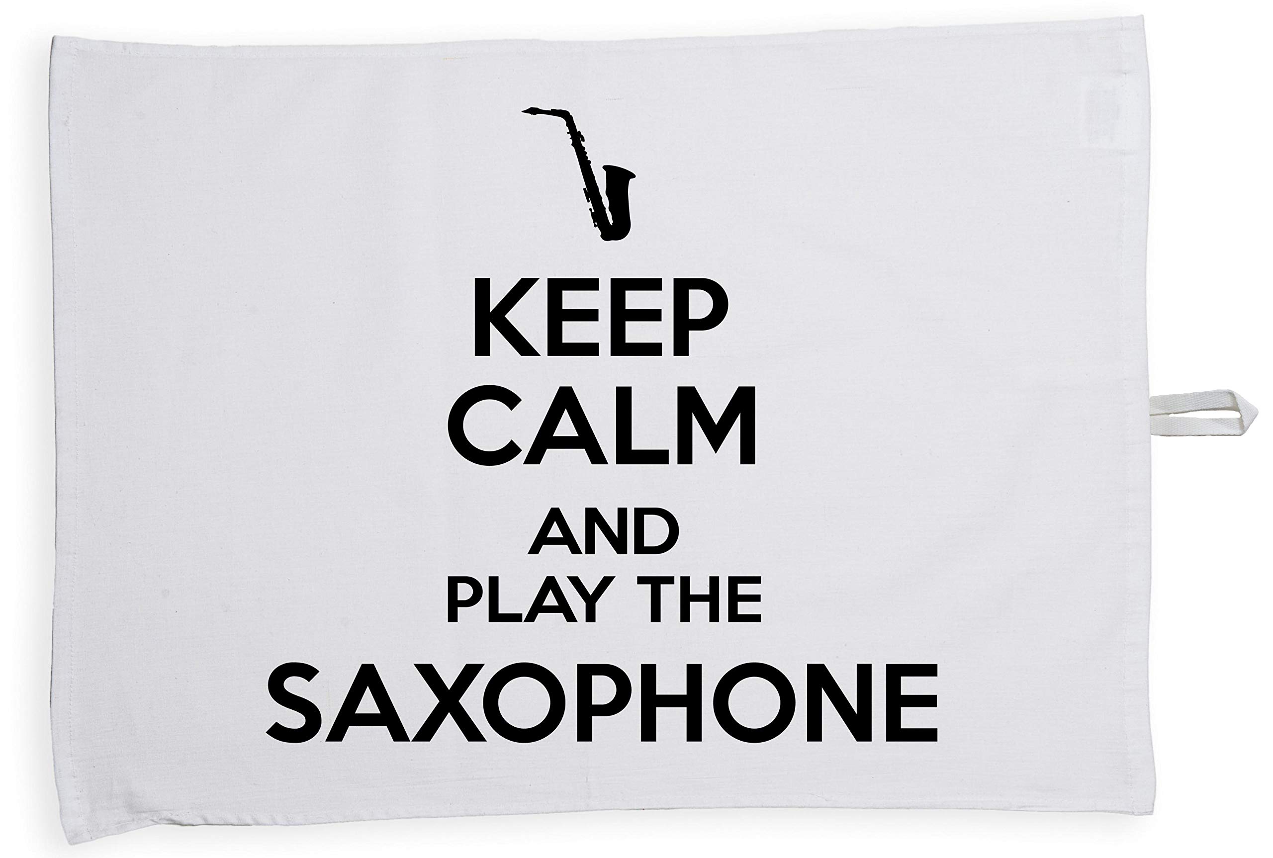 Hippowarehouse Keep Calm and Play the Saxophone Tea Towel Eco Printed Dish Cloth Kitchen accessory 50cmx70cm 100% Cotton