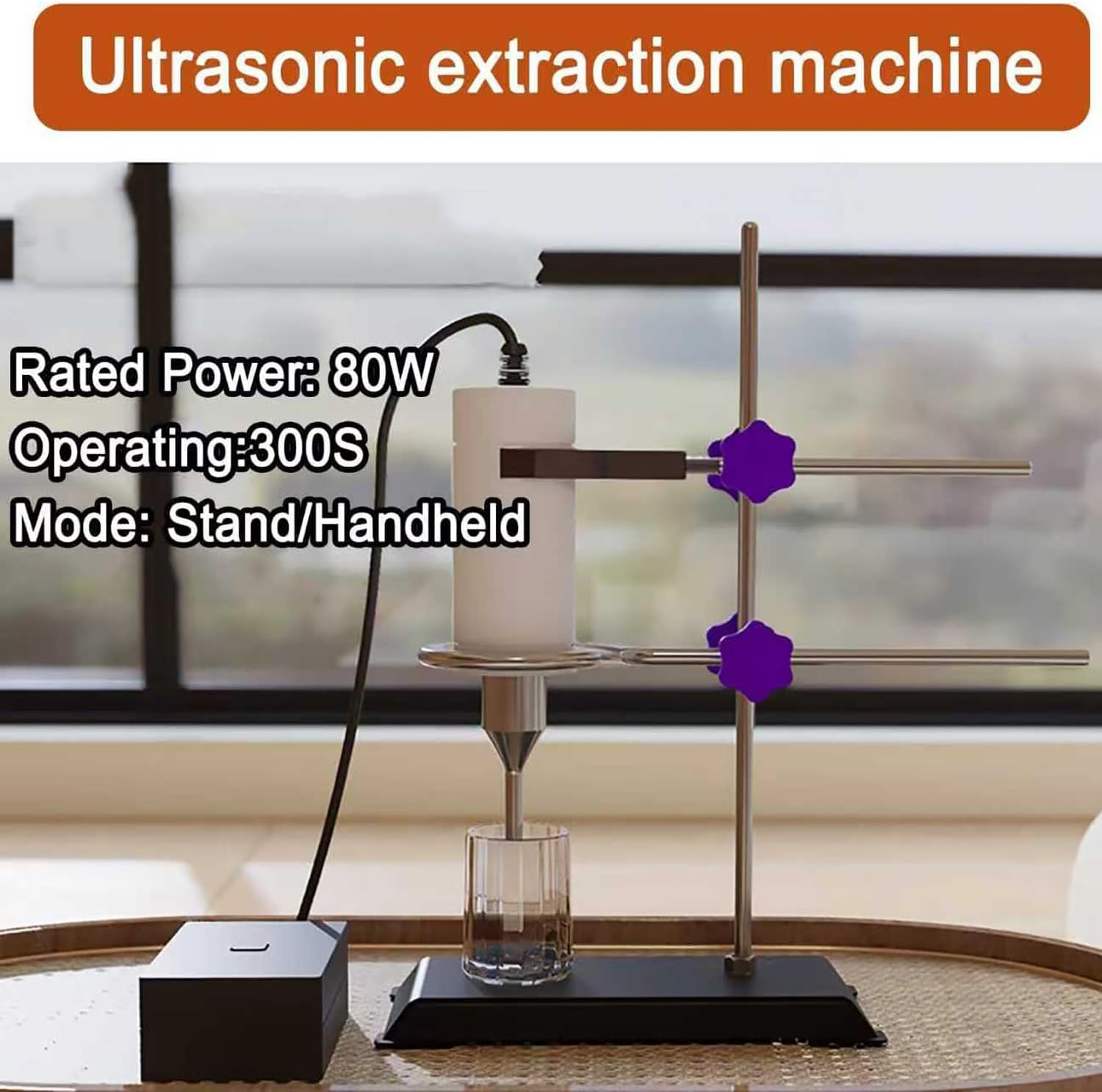 COYEUX Lab Small Ultrasonic Homogenizer, 80W Sonicator Processor Cell Disruptor Mixer, Working Frequency 40KHZ, with Bracket, Adjustable Height, Operating 300S, for Laboratory