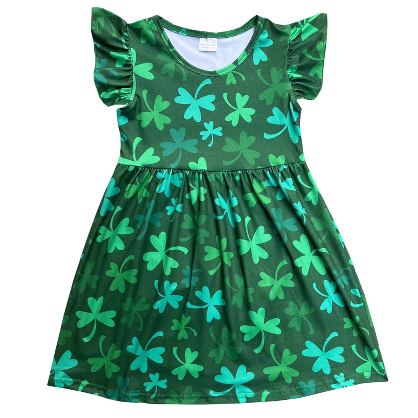 slim fit dress slacks QOS Green Groovy Shamrock Short Sleeve Knit Dress – Tonya's Treasures Inc main image 1