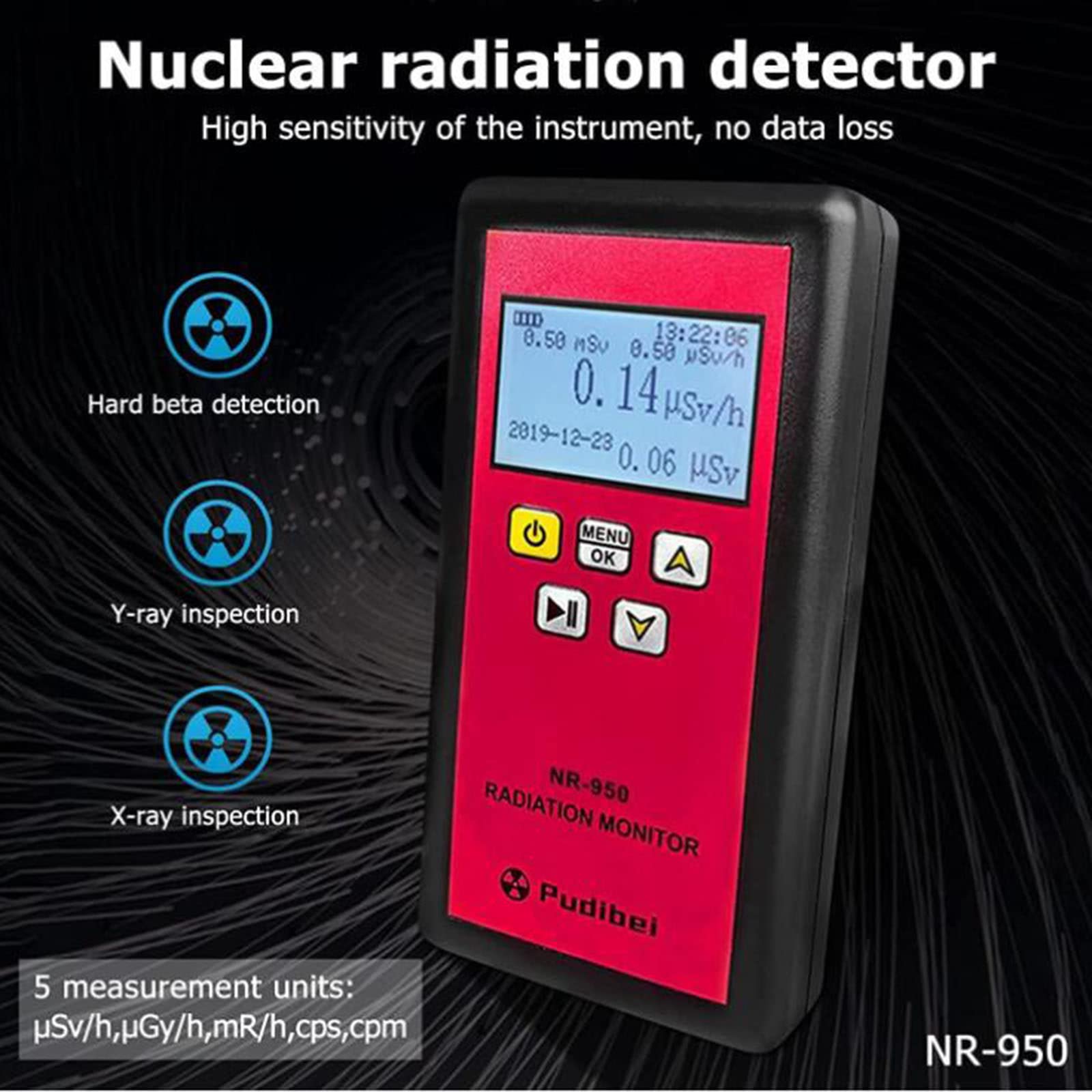 Detector de radiación, Contador Geiger De Radioactividad, Último Contador Geiger, Dispositivo De Alarma De Dosis, Monitor Dosímetro, Medidor Digital De Alta Sensibilidad, Detector De Radioactividad Pr