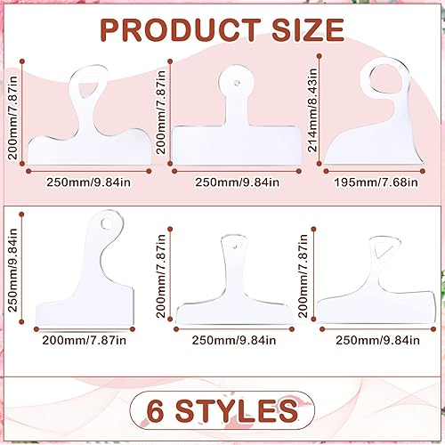 Miniatura 2 de Frienda 6 Pcs Charcuterie Board Template Acrylic Router Template Cutting Board Template for Woodworking Thick Handle Template with 3 Pens Angled