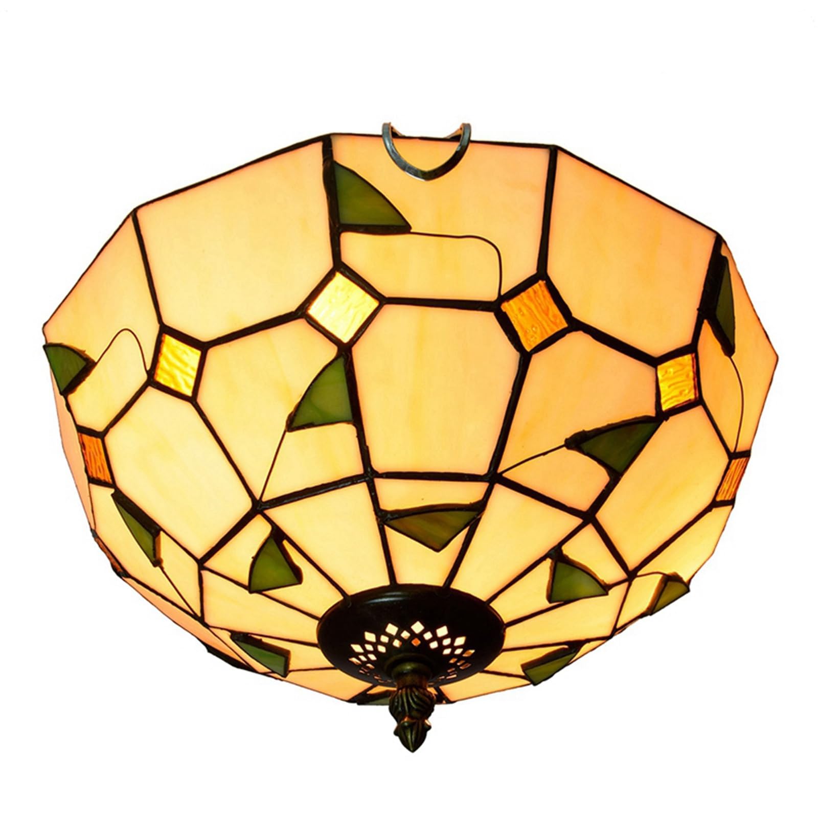 Lámpara de Vidrieras Tiffany para Comedor y Dormitorio con Diseño de Hojas