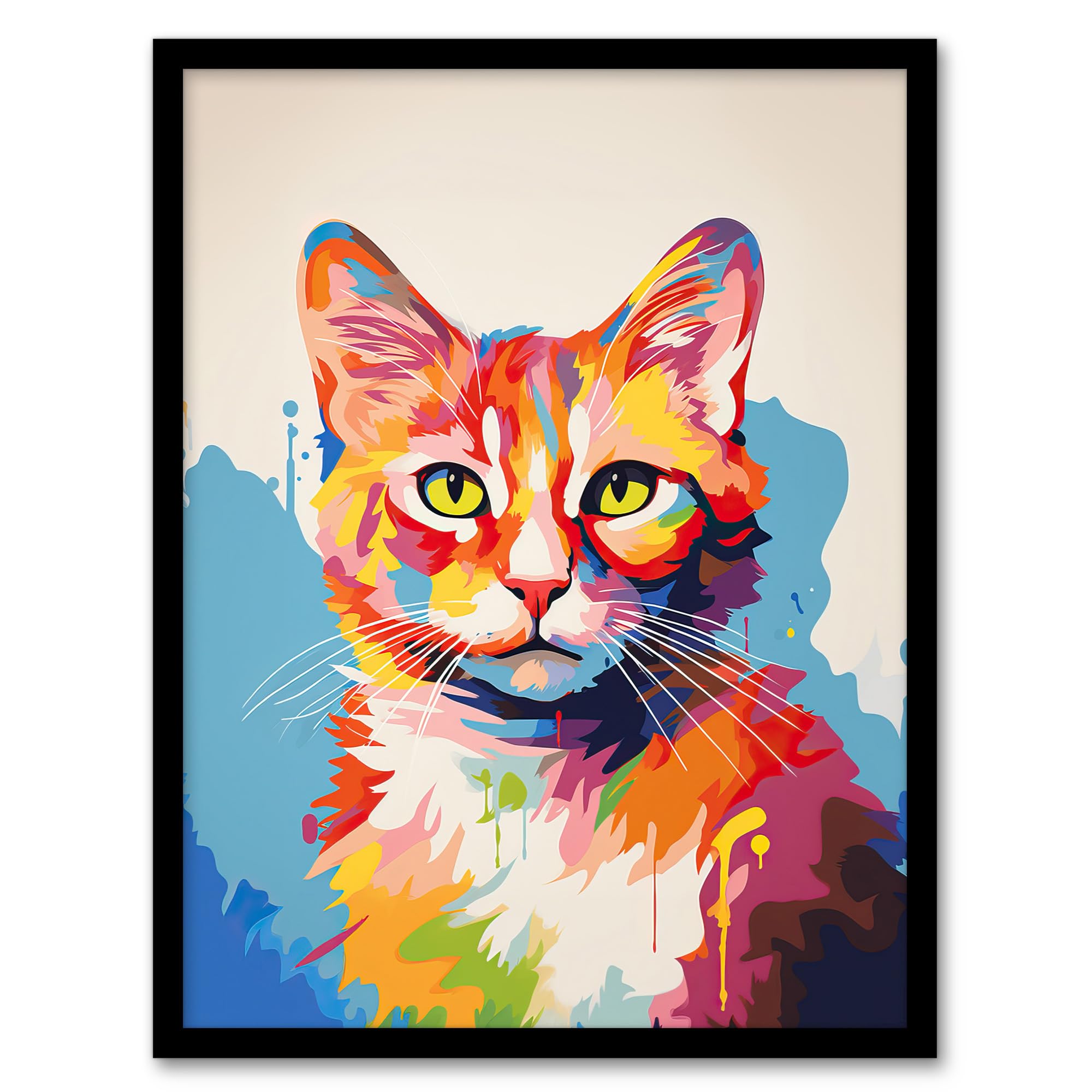 Artery8 Ginger Cat Lover Gift Pet Portrait Colourful Artwork Painting Wall Art PrintA4 Size from B&Q